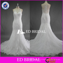 ED Bridal Exquisite Lace Appliqued Scoop sans manches Mermaid Robes de mariée en blanc China Sample